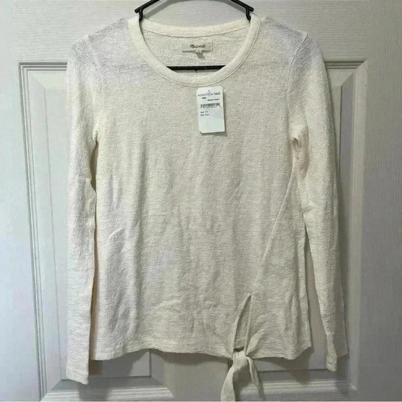 Madewell Side Tie Long Sleeve Top Ivory Size Sz XXS - Picture 1 of 5